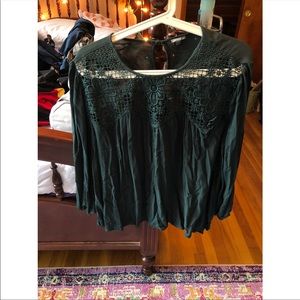 Floral green cutout blouse